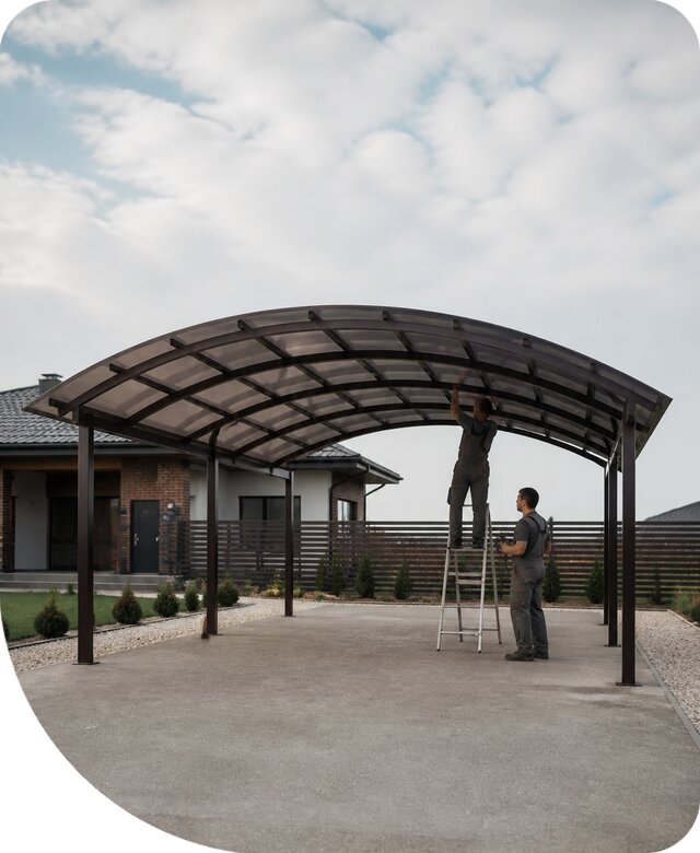 Навес для двух автомобилей под ключ с установкой в Щёлкове